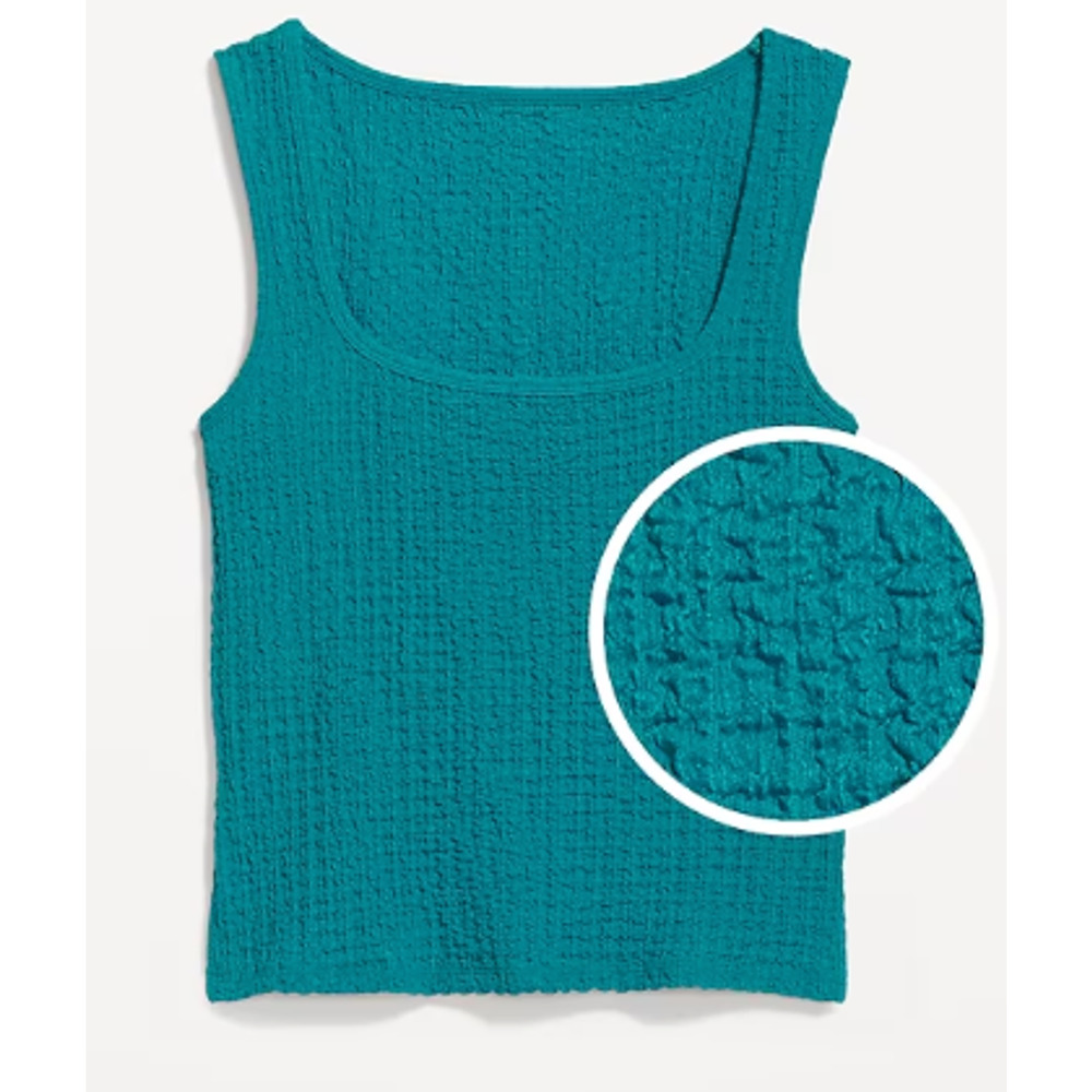 Old Navy Fermented Jade Green Square-Neck Textured Tank Top NEW Womens XL - Picture 2 of 4